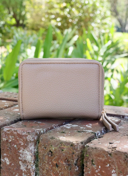 Nadine Zippered Wallet in Taupe - Wallets