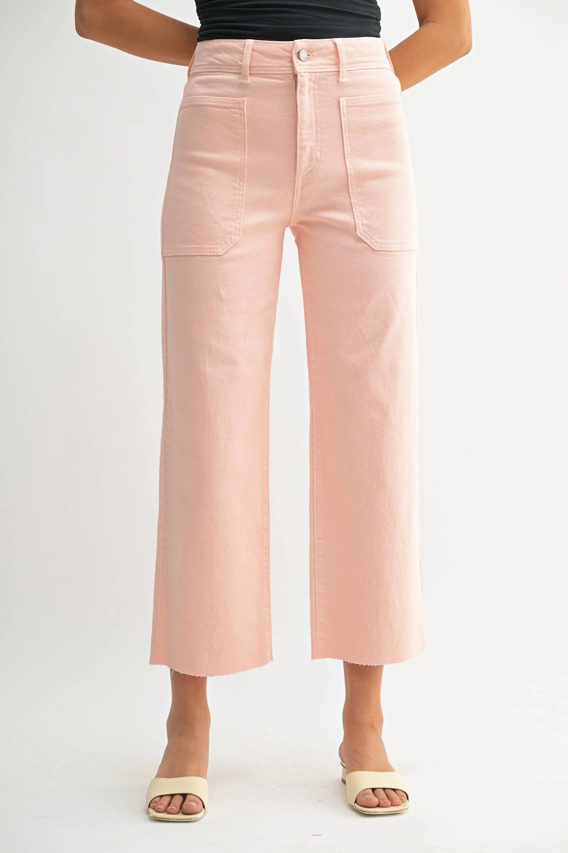 Peyton High Rise Utility Wide Leg Jeans – Peach - Bottoms