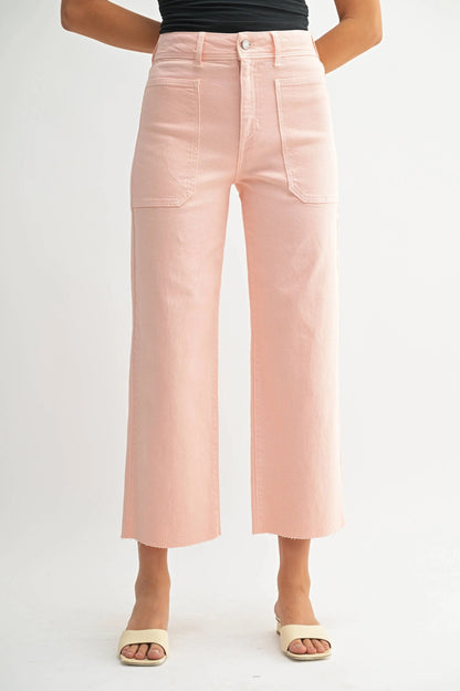 Peyton High Rise Utility Wide Leg Jeans – Peach - Bottoms