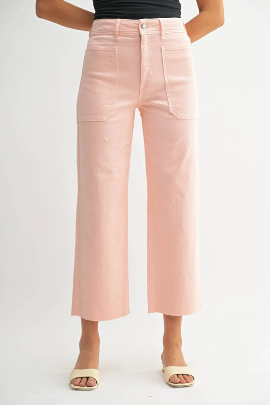 Peyton High Rise Utility Wide Leg Jeans – Peach - Bottoms