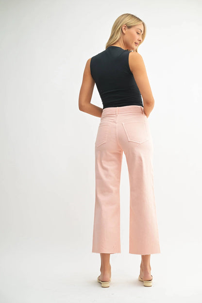 Peyton High Rise Utility Wide Leg Jeans – Peach - Bottoms