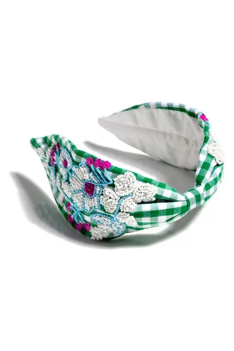 Pippa Gingham Bloom Headband (Green) - Headband