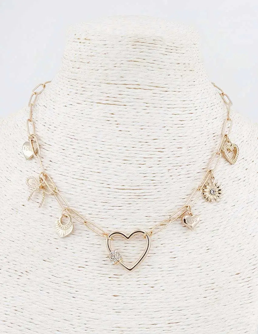 Rhinestone Hearts Necklace - Jewelry