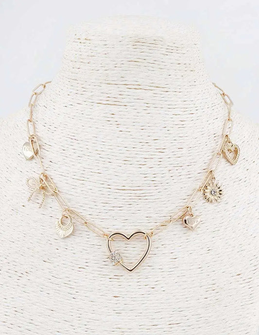 Rhinestone Hearts Necklace - Jewelry