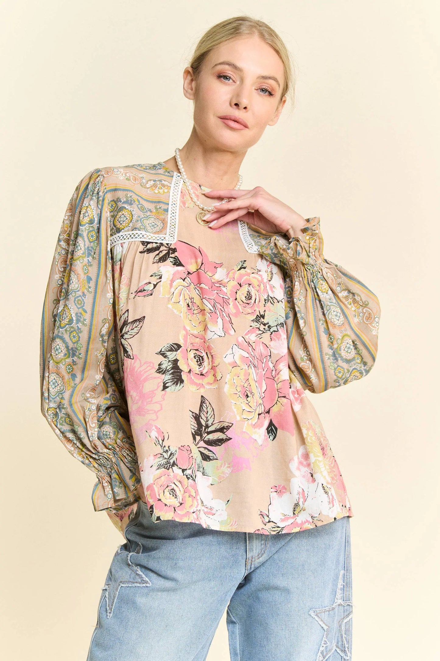 Savannah Floral Peasant Top - Blouses