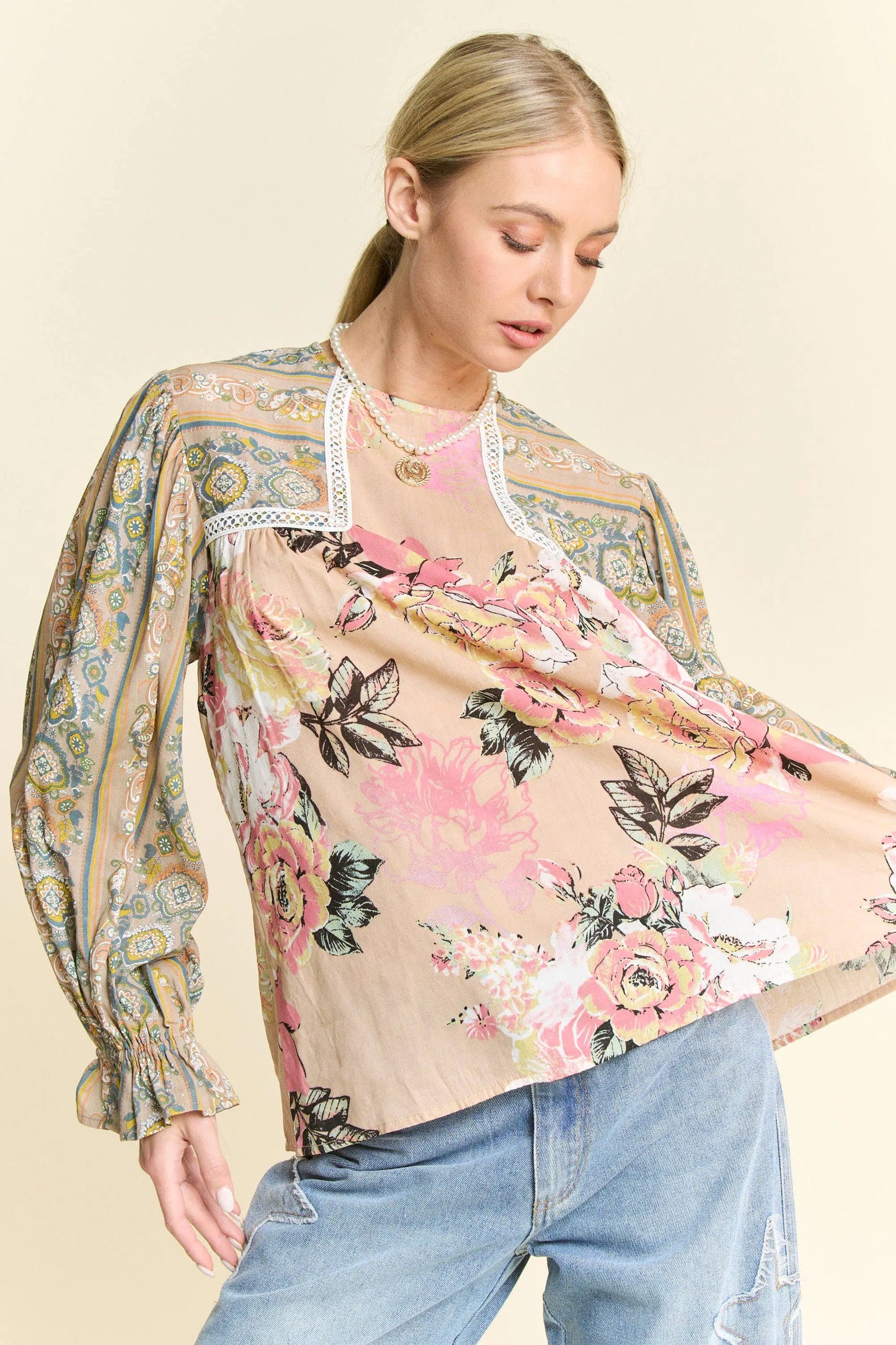 Savannah Floral Peasant Top - Blouses