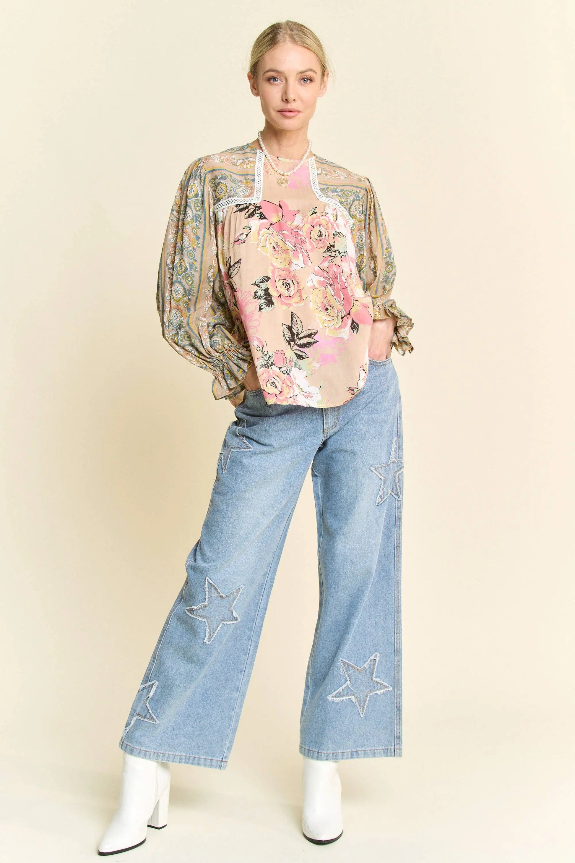 Savannah Floral Peasant Top - Blouses