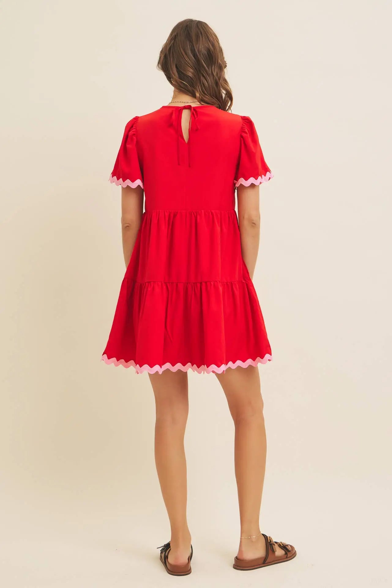 Savannah Tiered Mini Dress with Contrast Ric Rac - Dresses