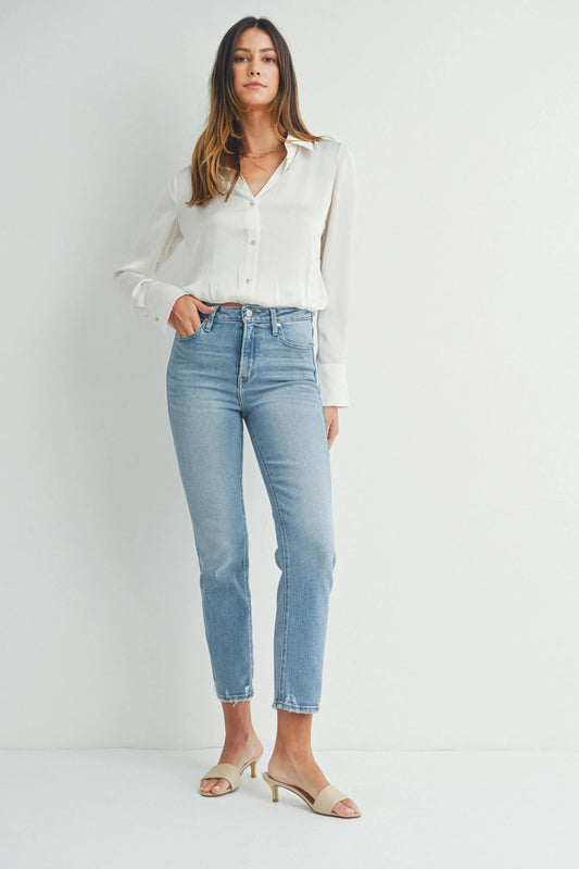 Sienna Hem Detail Comfort Straight Jeans - Bottoms