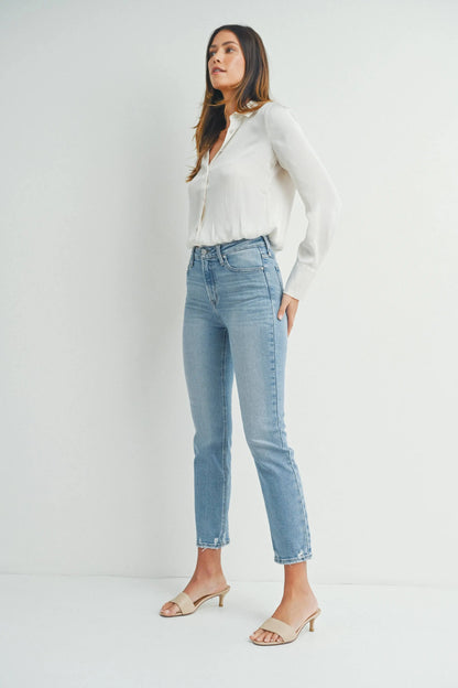 Sienna Hem Detail Comfort Straight Jeans - Bottoms