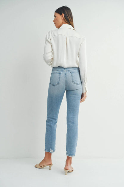 Sienna Hem Detail Comfort Straight Jeans - Bottoms