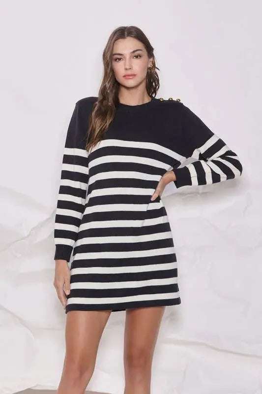 Sophie Striped Sweater Dress - Dresses