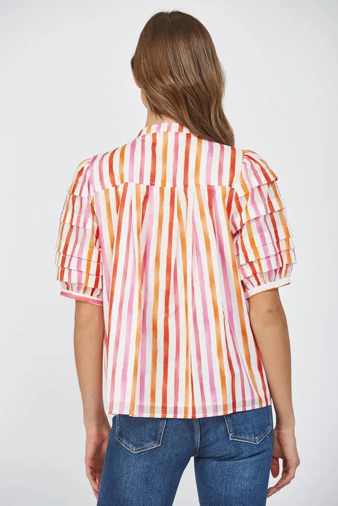 Stella Stripe Puff Sleeve Shirt - Tops