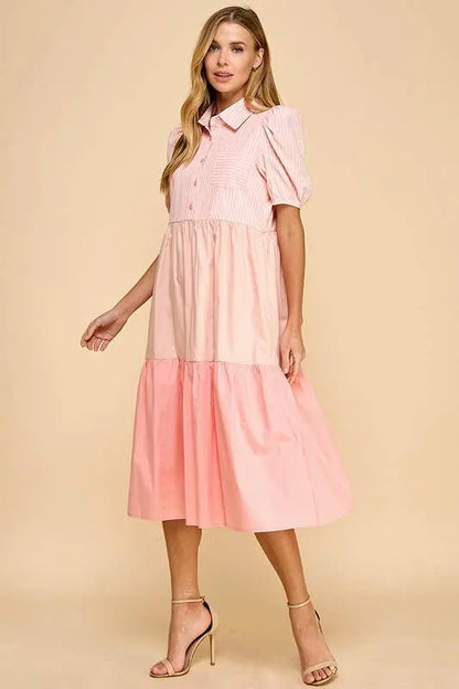 The Caroline Colorblock Shirt Dress - Dresses