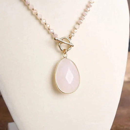 The Isabella Semi-Precious Necklace (Pink) - Jewelry