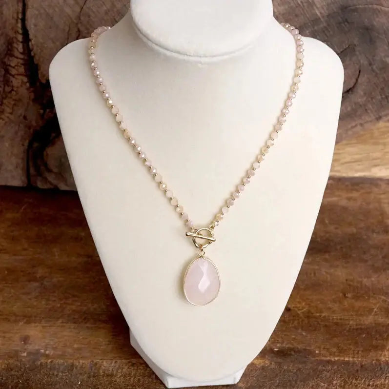 The Isabella Semi-Precious Necklace (Pink) - Jewelry