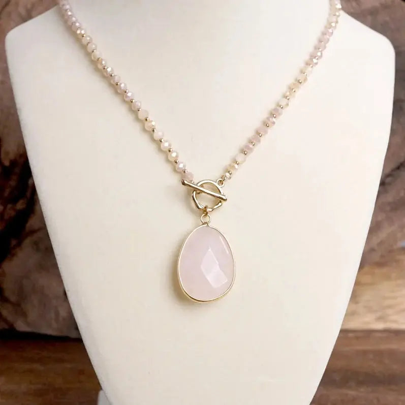 The Isabella Semi-Precious Necklace (Pink) - Jewelry