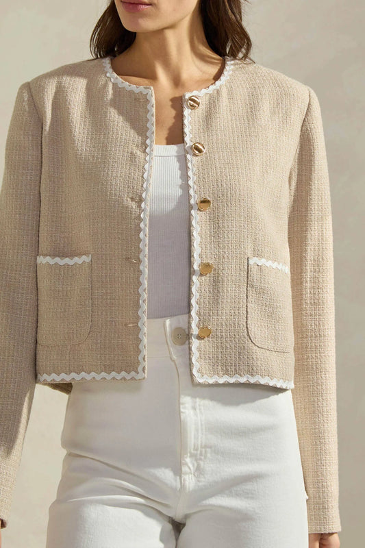 The Margot Contrast Trim Tweed Jacket - Jackets