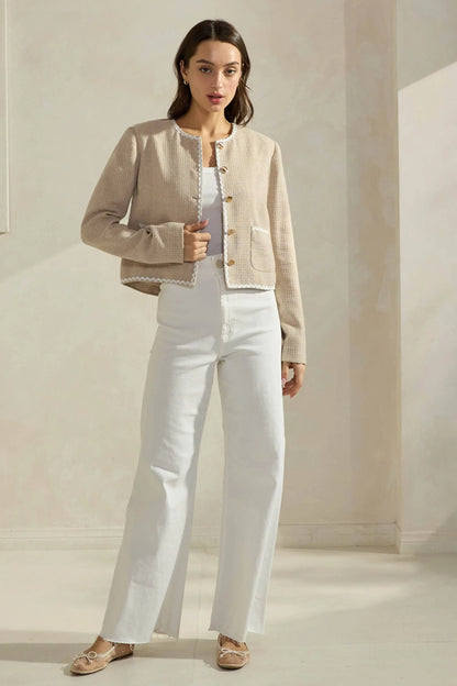 The Margot Contrast Trim Tweed Jacket - Jackets