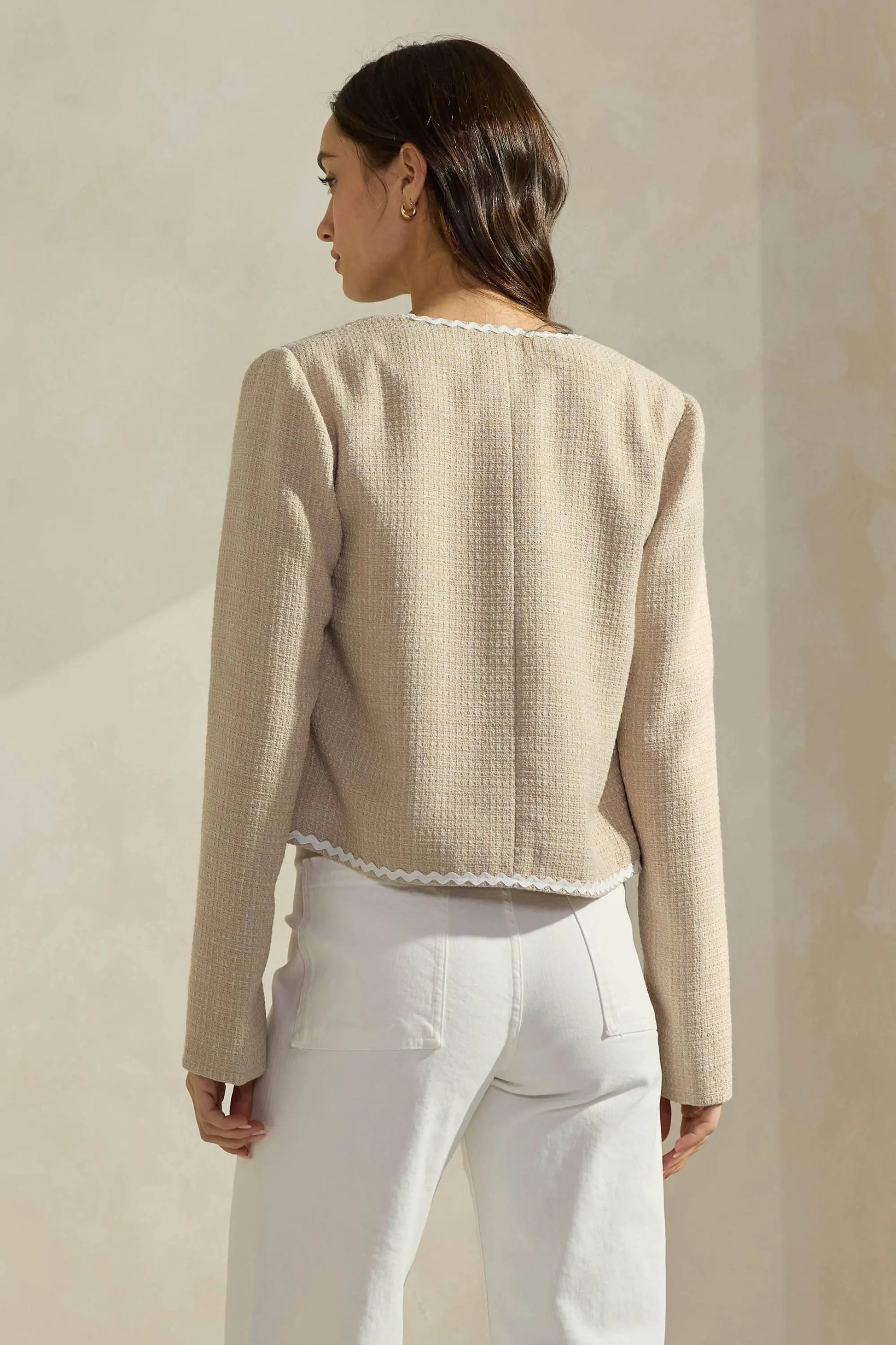 The Margot Contrast Trim Tweed Jacket - Jackets