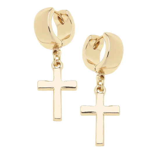 The Ruth Cross Huggie Hoop Earrings - Jewelry