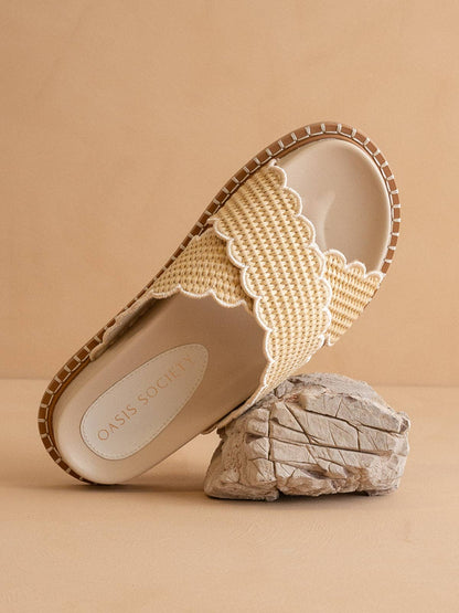 The Sienna Raffia Slide - Footwear