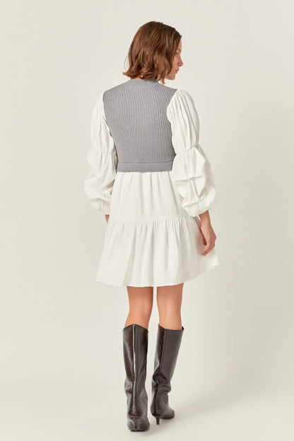Vivian Mixed Media Knit Dress - Dresses