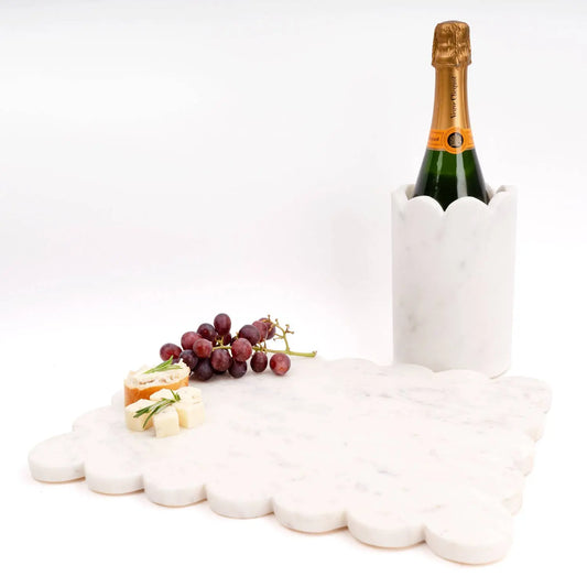 White Marble Scalloped Serving Board - Tabletop Decor