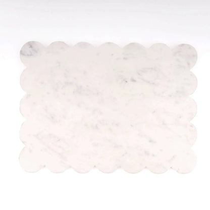 White Marble Scalloped Serving Board - Tabletop Decor