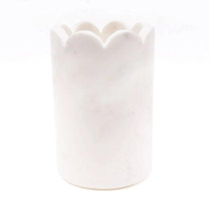 White Marble Scalloped Wine & Champagne Chiller - Tabletop Decor