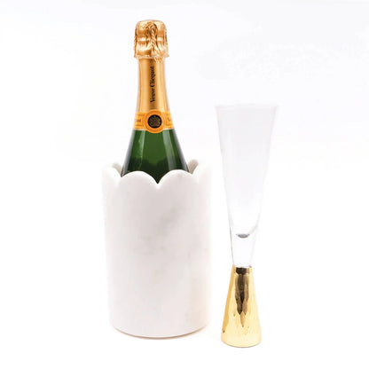 White Marble Scalloped Wine & Champagne Chiller - Tabletop Decor