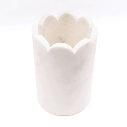 White Marble Scalloped Wine & Champagne Chiller - Tabletop Decor