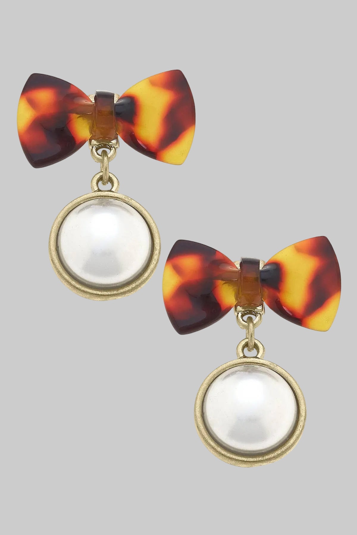 The Alexa Tortoise Pearl Bow Earrings