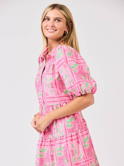 The Eloise Trellis Tile Dress – Pink