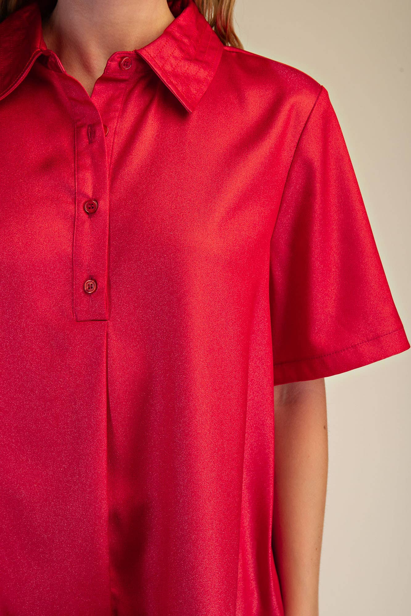 Sophie Short Sleeve Shirt Top – Red