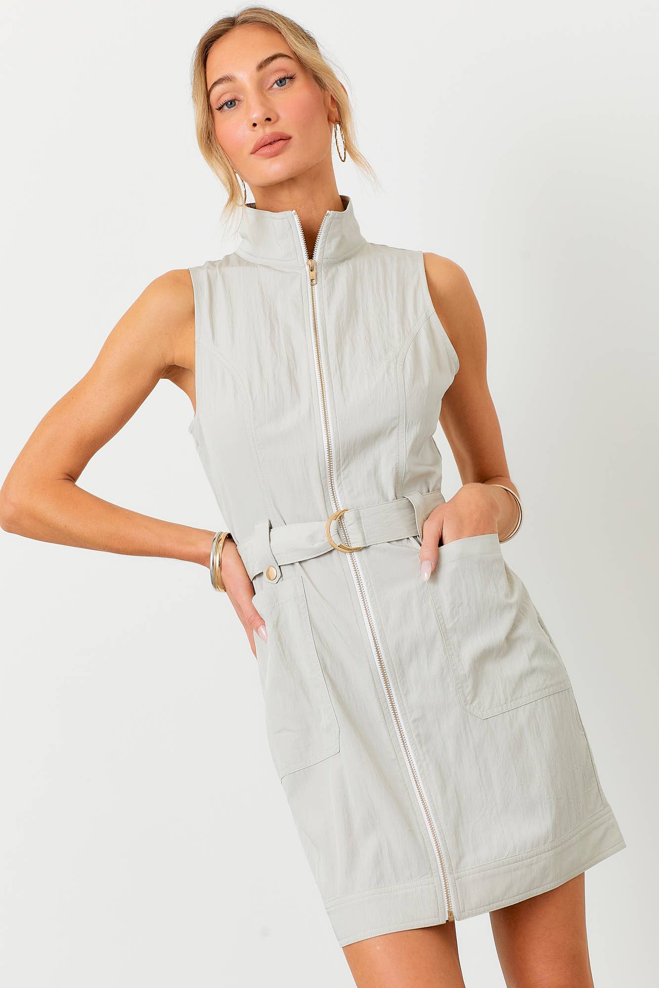 The Remi Utility Mini Dress BABY PINK