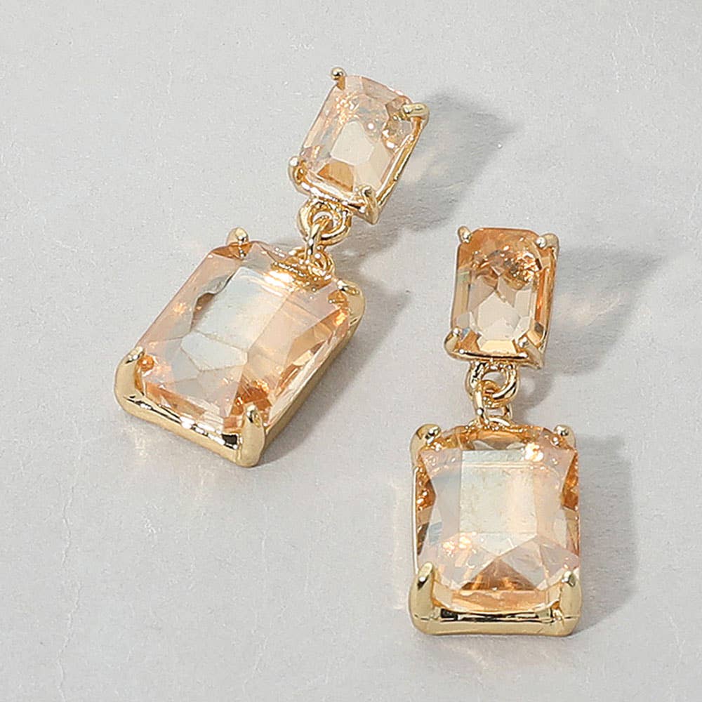 Charlotte Rectangular Glass Stone Cluster Earrings