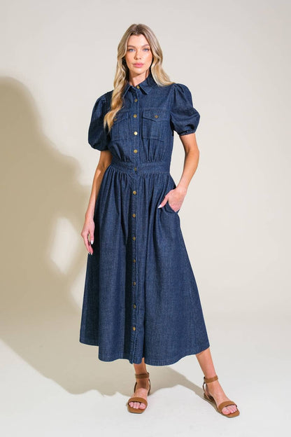 Emery Washed Denim Midi Dress