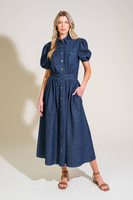 Emery Washed Denim Midi Dress