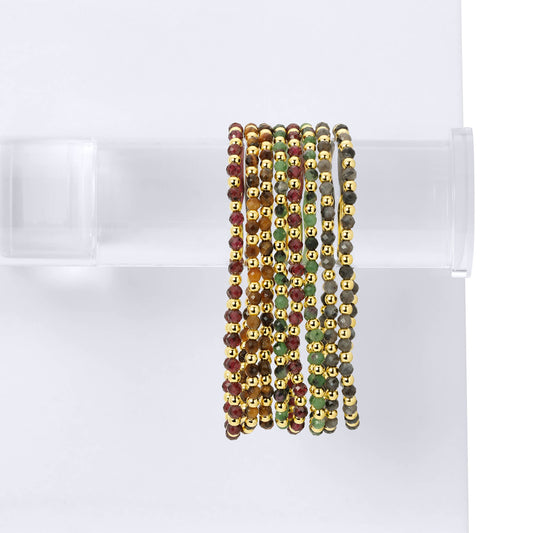 Bracelet Bar – Stretch Beaded w/ Stone Accents (Gold)
