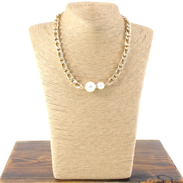 N23041 Chain Link Pearl Necklace