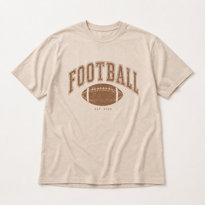 Alice & Elizabeth Football Tee in Cream, boutique flat-lay product view