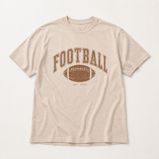 Alice & Elizabeth Football Tee in Cream, boutique flat-lay product view