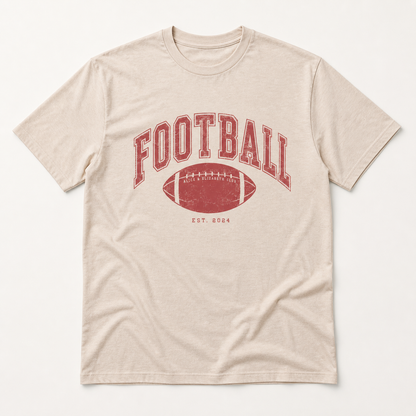 Alice & Elizabeth Football Tee in Cream, boutique flat-lay product view
