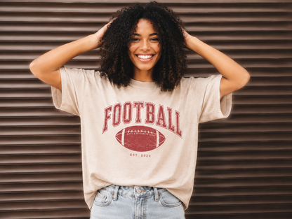 Alice & Elizabeth Football Tee in Cream, modeled lifestyle view