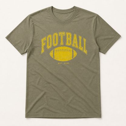 Alice & Elizabeth Football Tee in Light Olive, boutique flat-lay product view