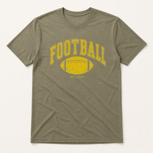 Alice & Elizabeth Football Tee in Light Olive, boutique flat-lay product view