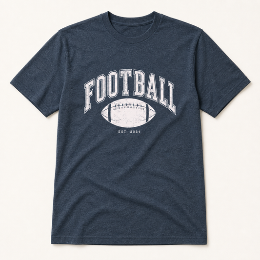 Alice & Elizabeth Football Tee in Midnight Navy, boutique flat-lay product view