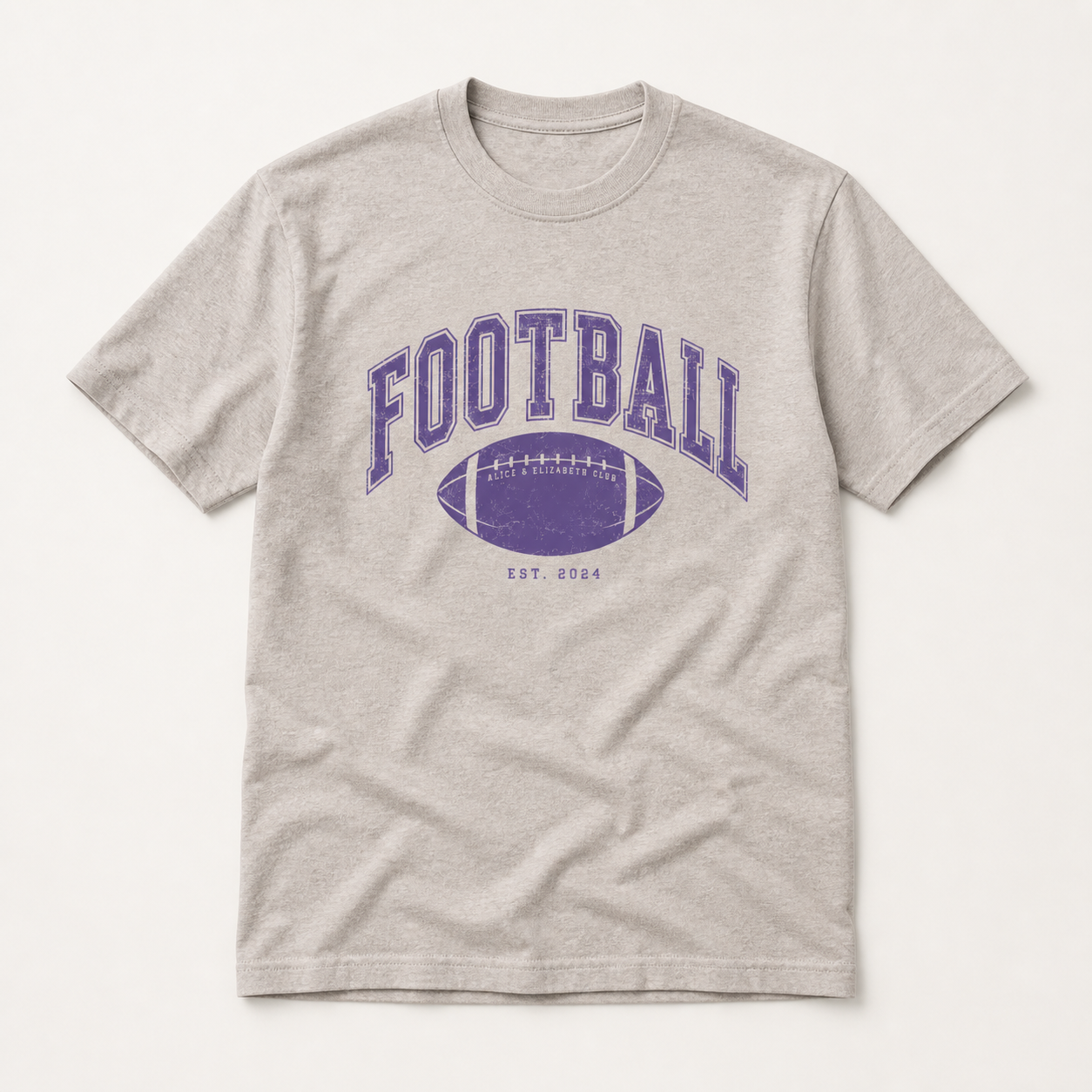 Alice & Elizabeth Football Tee in Silk, boutique flat-lay product view