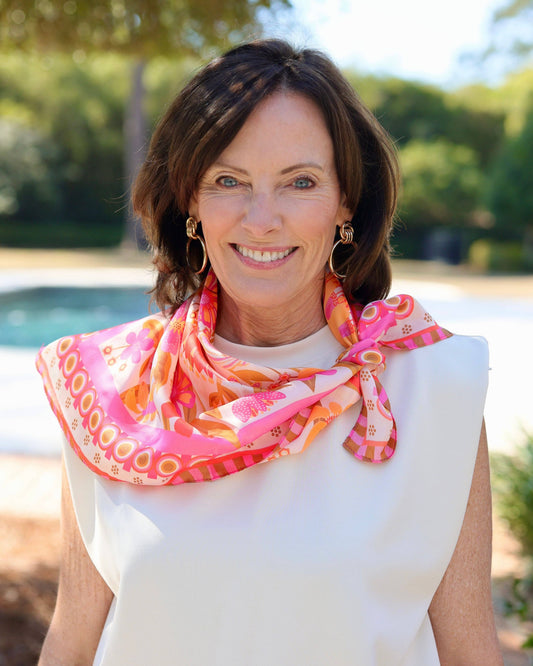 Brady Floral Silk-Feel Scarf – Blush Bloom